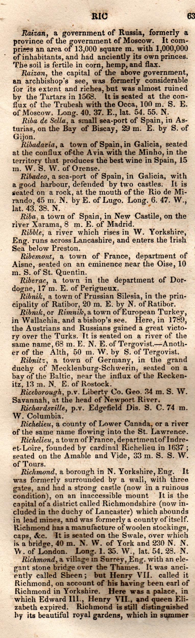 Brookes’ Universal Gazetteer (1850), Page 632 Left Column