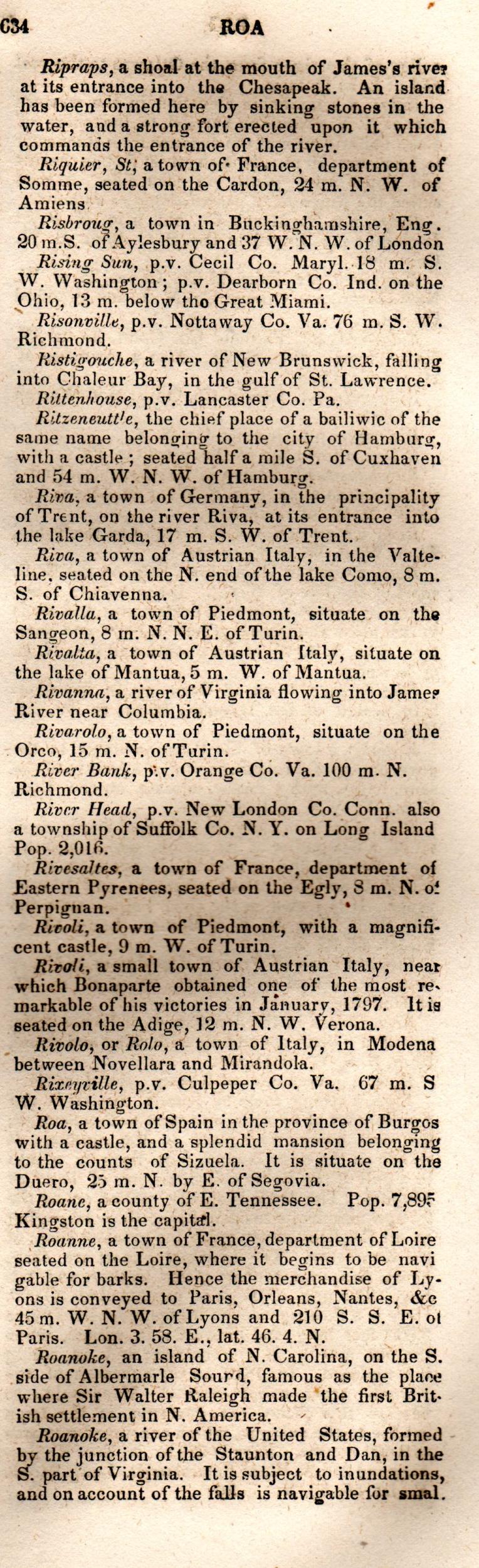 Brookes’ Universal Gazetteer (1850), Page 634 Right Column