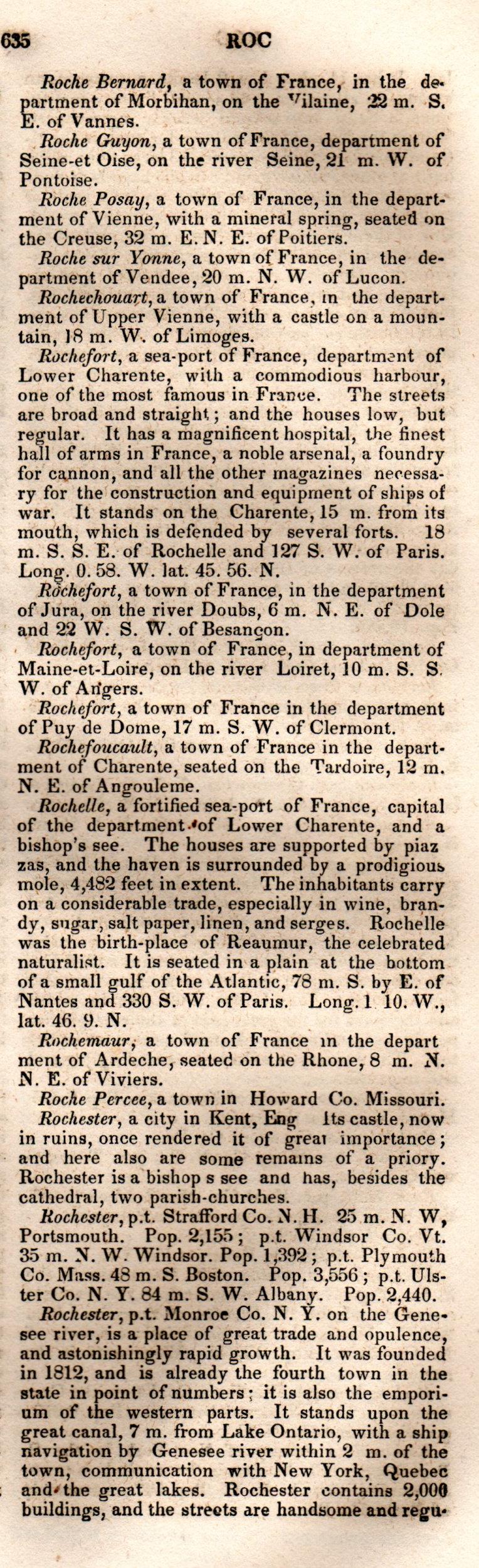 Brookes’ Universal Gazetteer (1850), Page 635 Right Column