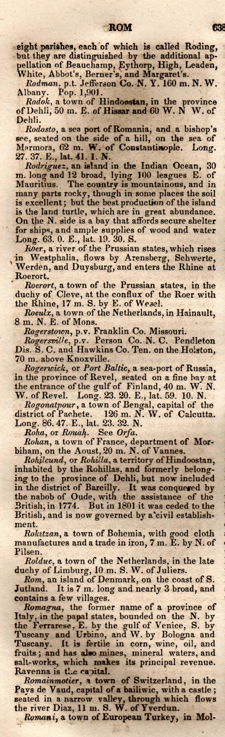 Brookes’ Universal Gazetteer (1850), Page 638 Left Column