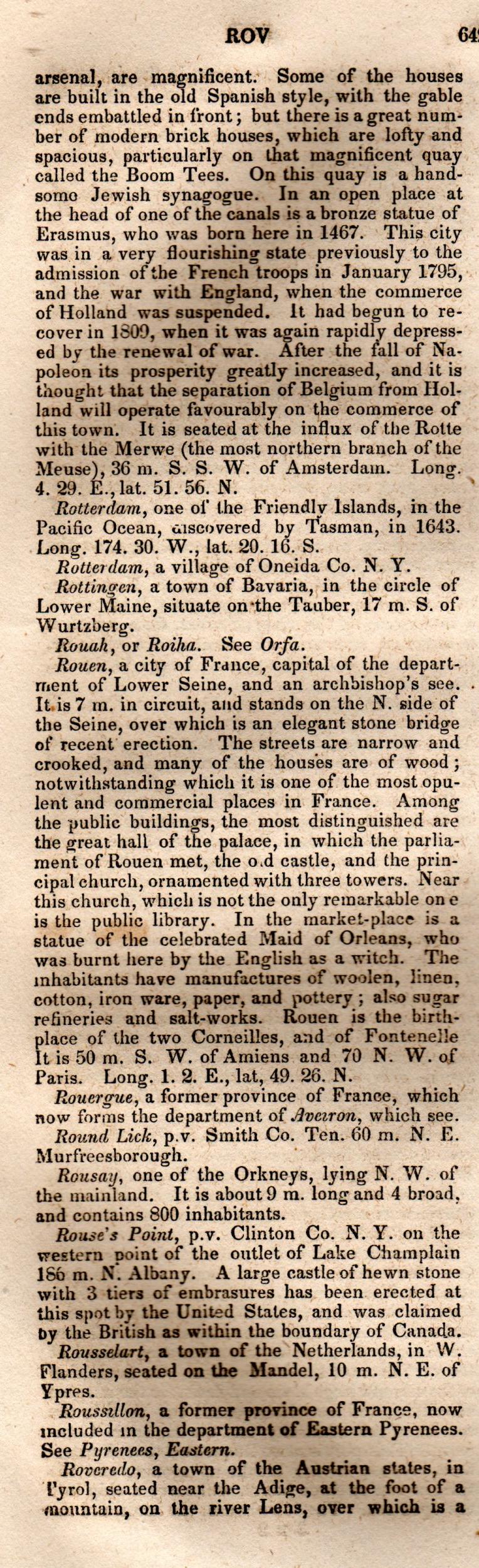 Brookes’ Universal Gazetteer (1850), Page 642 Left Column
