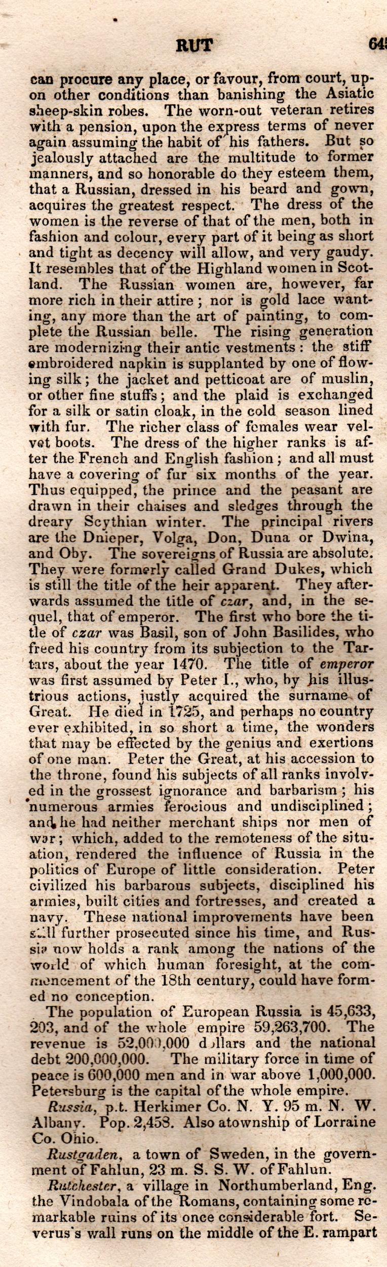 Brookes’ Universal Gazetteer (1850), Page 645 Left Column