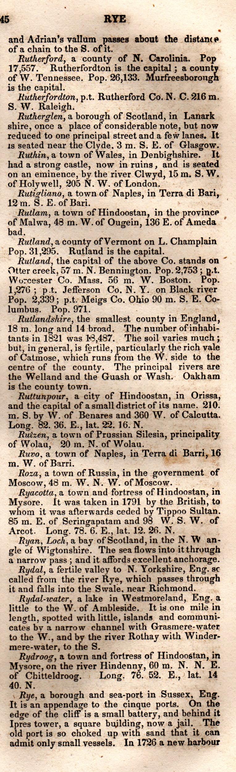 Brookes’ Universal Gazetteer (1850), Page 645 Right Column