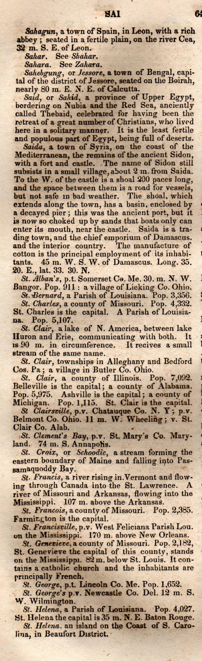 Brookes’ Universal Gazetteer (1850), Page 648 Left Column