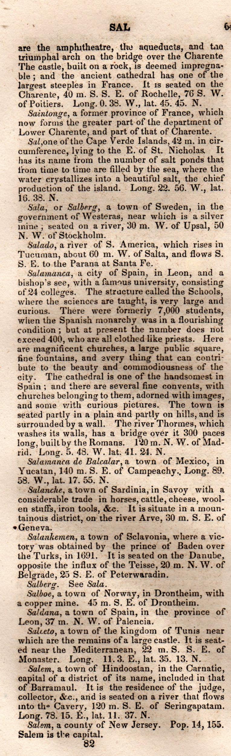 Brookes’ Universal Gazetteer (1850), Page 649 Left Column