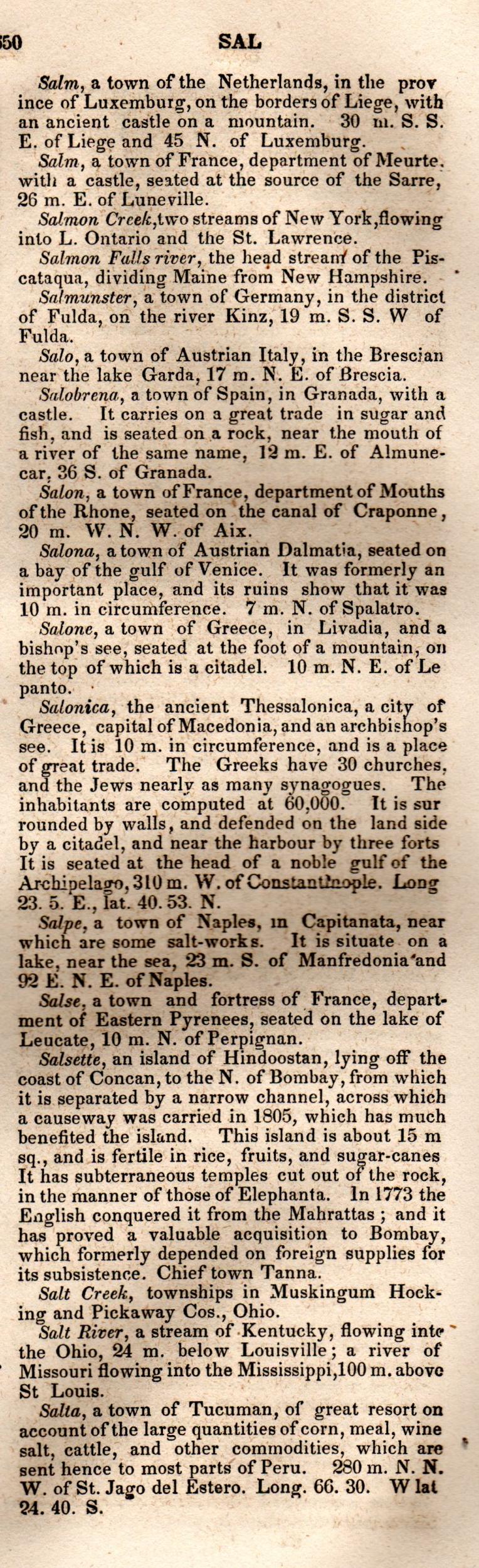 Brookes’ Universal Gazetteer (1850), Page 650 Right Column