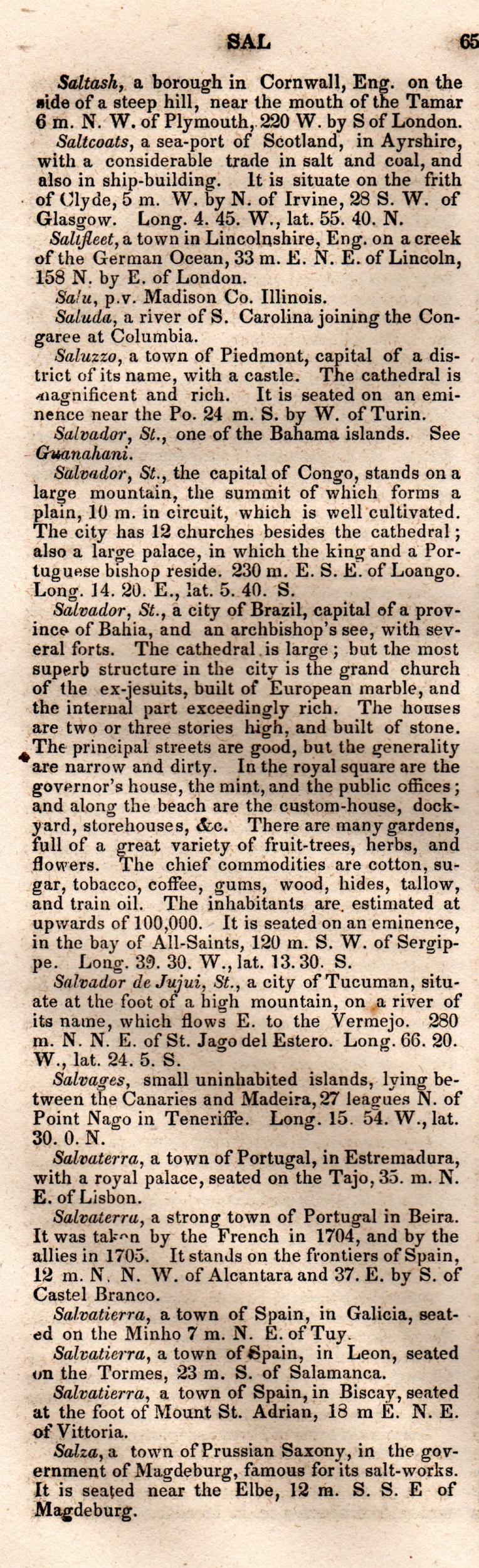 Brookes’ Universal Gazetteer (1850), Page 651 Left Column