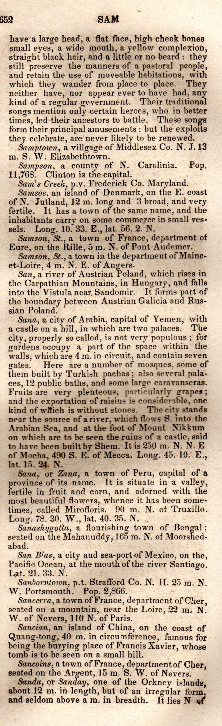 Brookes’ Universal Gazetteer (1850), Page 652 Right Column