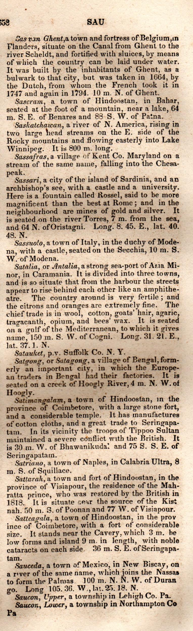 Brookes’ Universal Gazetteer (1850), Page 658 Right Column