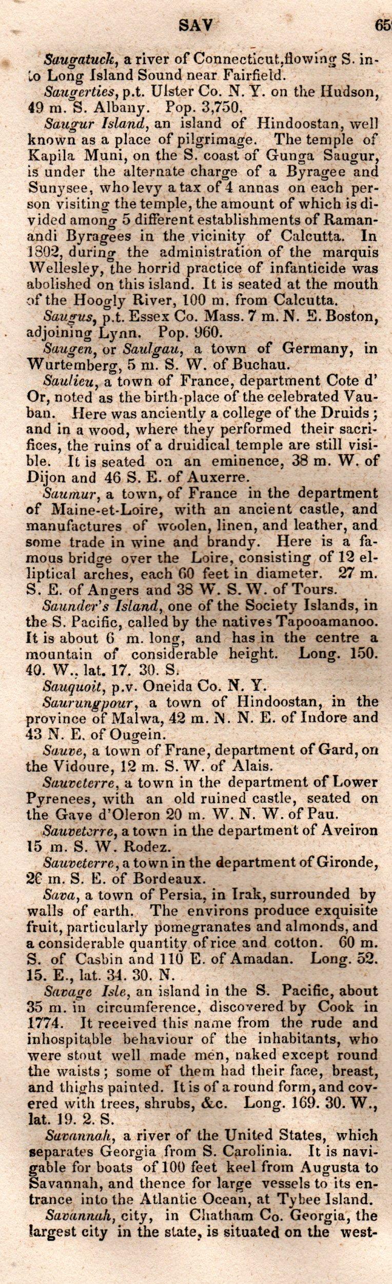 Brookes’ Universal Gazetteer (1850), Page 659 Left Column
