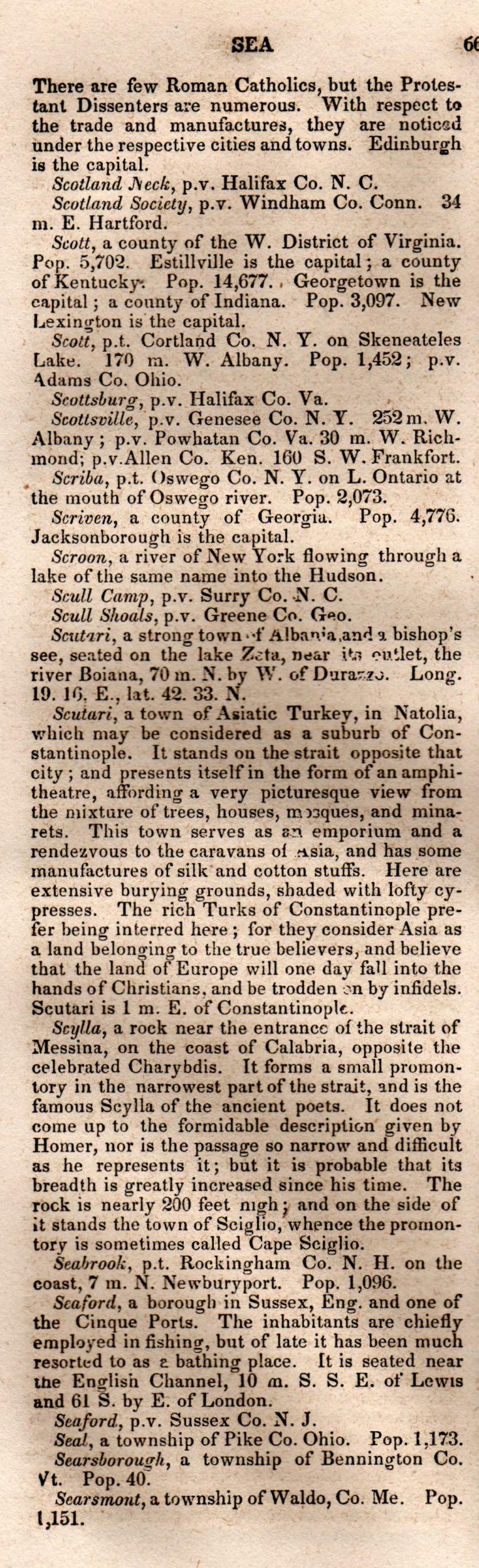 Brookes’ Universal Gazetteer (1850), Page 667 Left Column