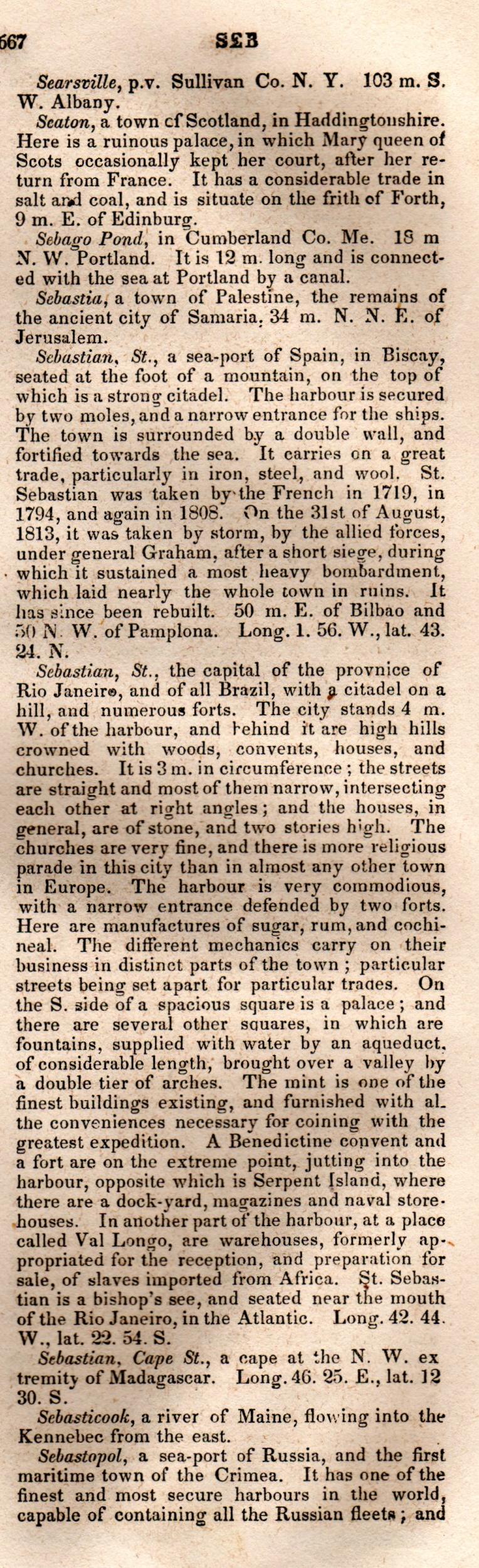 Brookes’ Universal Gazetteer (1850), Page 667 Right Column