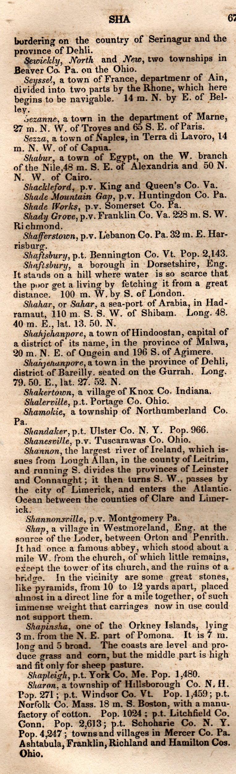 Brookes’ Universal Gazetteer (1850), Page 674 Left Column
