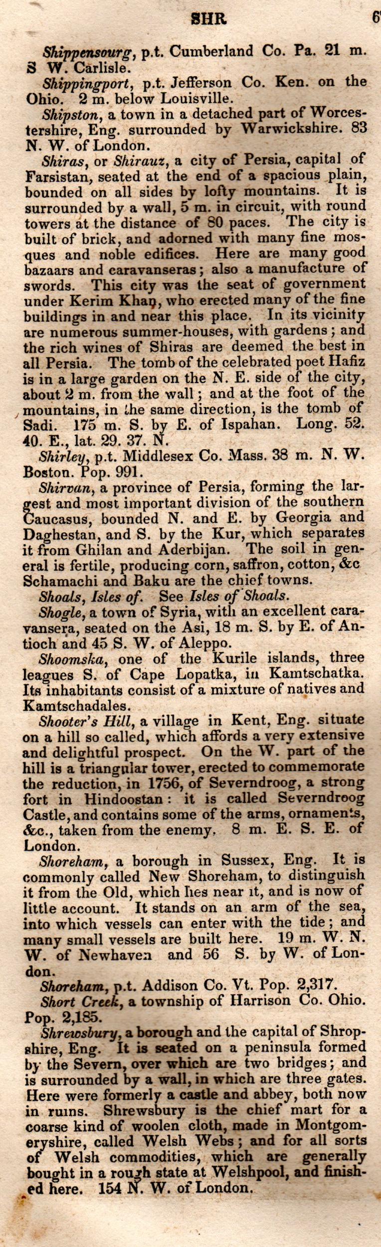 Brookes’ Universal Gazetteer (1850), Page 676 Left Column