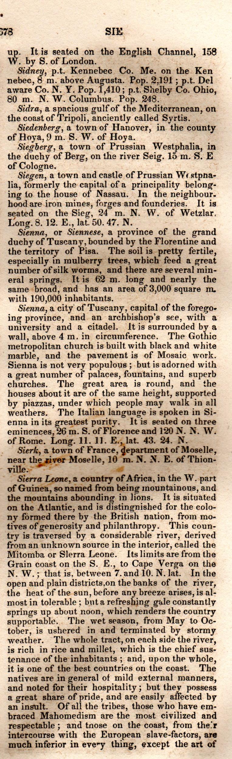Brookes’ Universal Gazetteer (1850), Page 678 Right Column