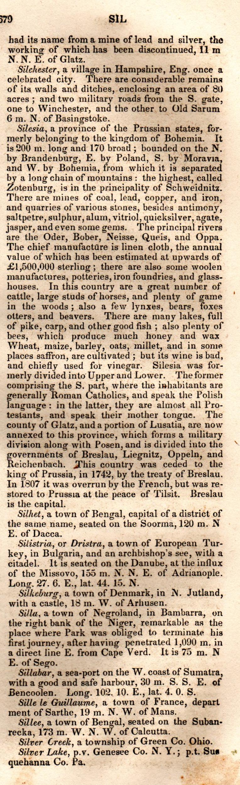 Brookes’ Universal Gazetteer (1850), Page 679 Right Column