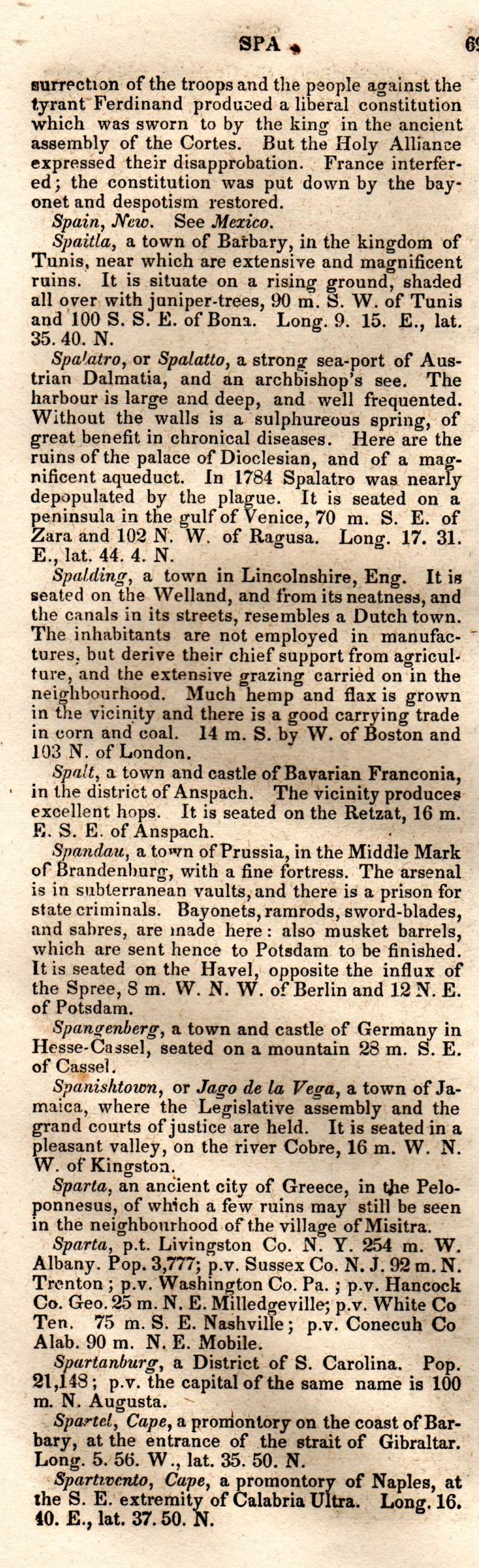 Brookes’ Universal Gazetteer (1850), Page 691 Left Column