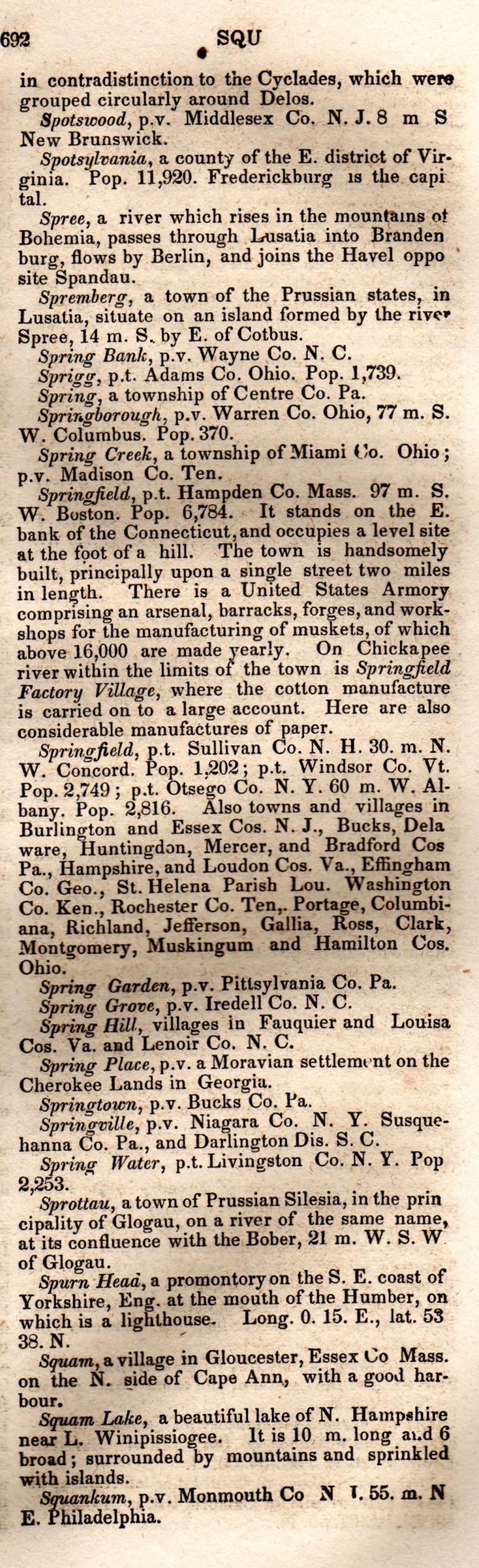 Brookes’ Universal Gazetteer (1850), Page 692 Right Column