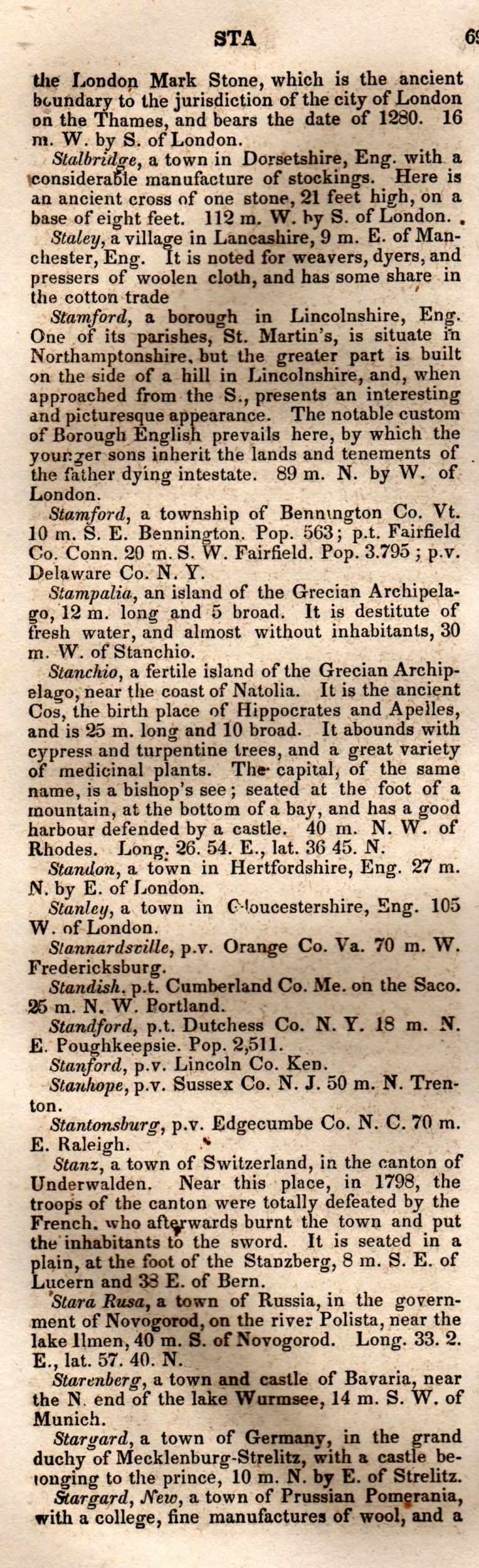 Brookes’ Universal Gazetteer (1850), Page 694 Left Column