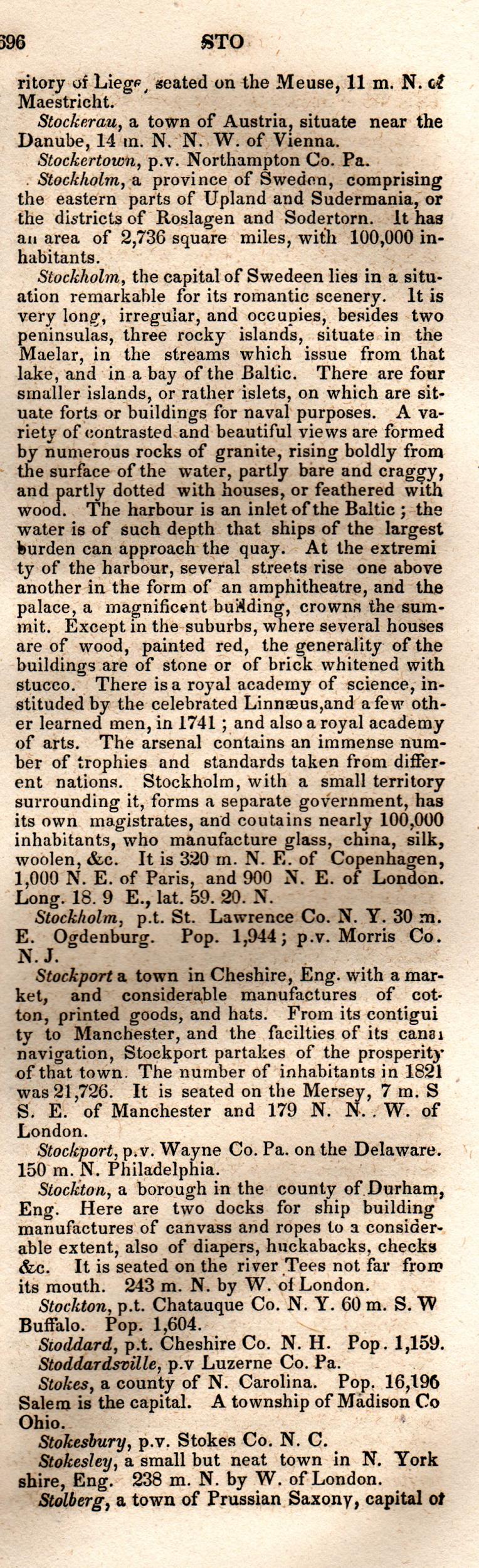 Brookes’ Universal Gazetteer (1850), Page 696 Right Column