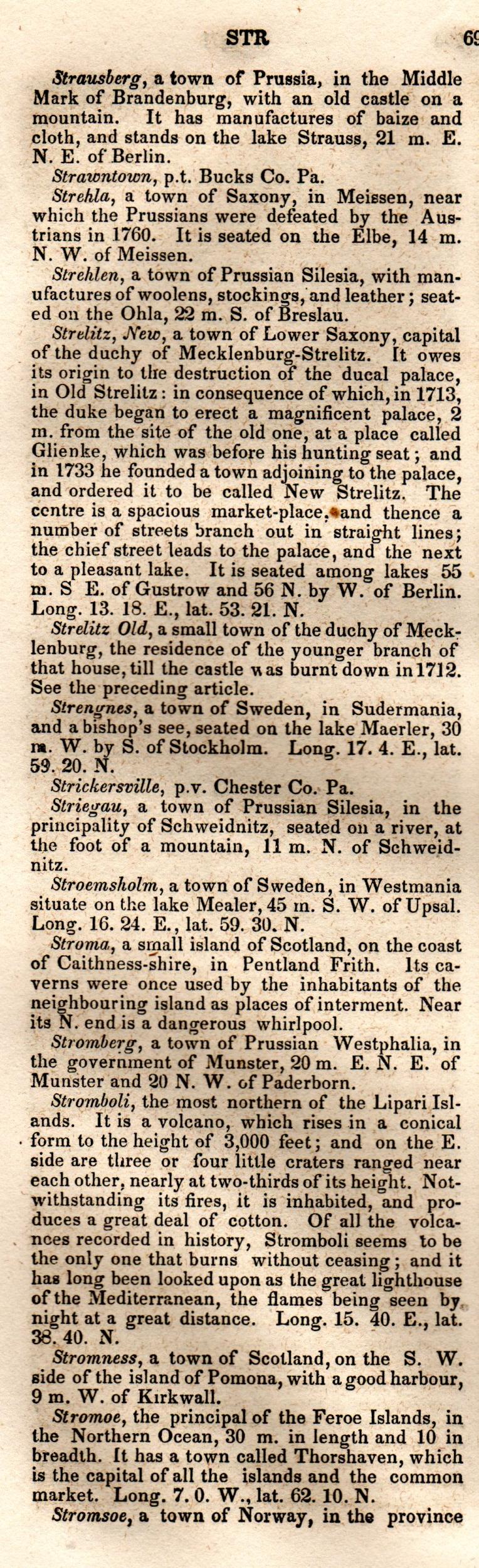 Brookes’ Universal Gazetteer (1850), Page 699 Left Column