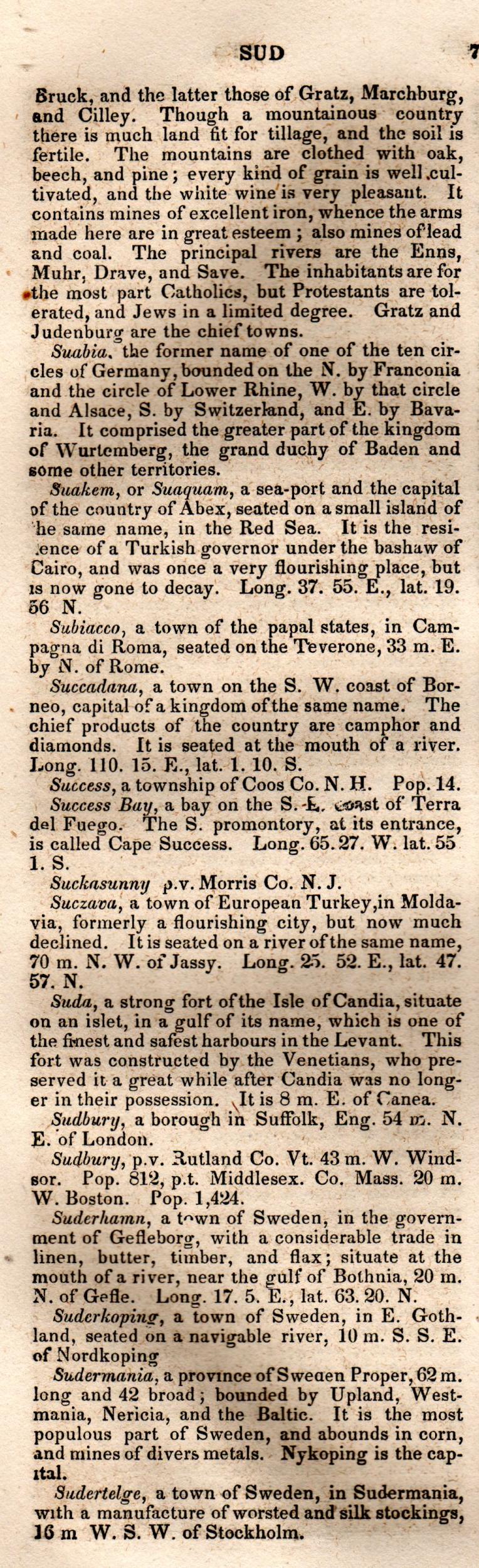 Brookes’ Universal Gazetteer (1850), Page 700 Left Column