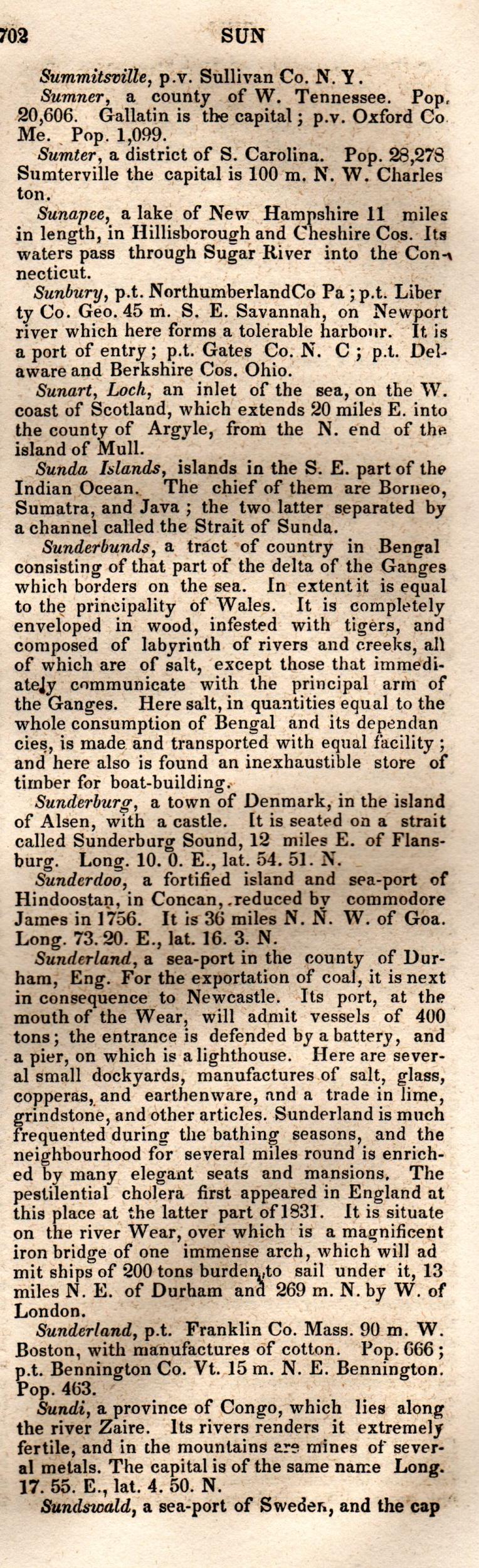 Brookes’ Universal Gazetteer (1850), Page 702 Right Column
