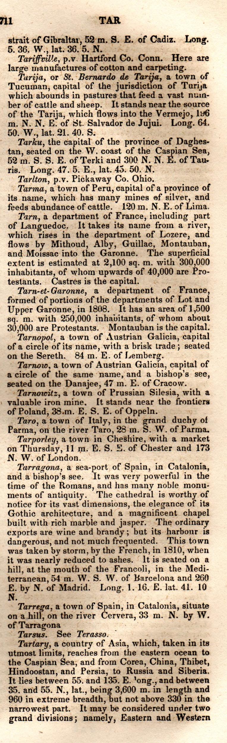 Brookes’ Universal Gazetteer (1850), Page 711 Right Column