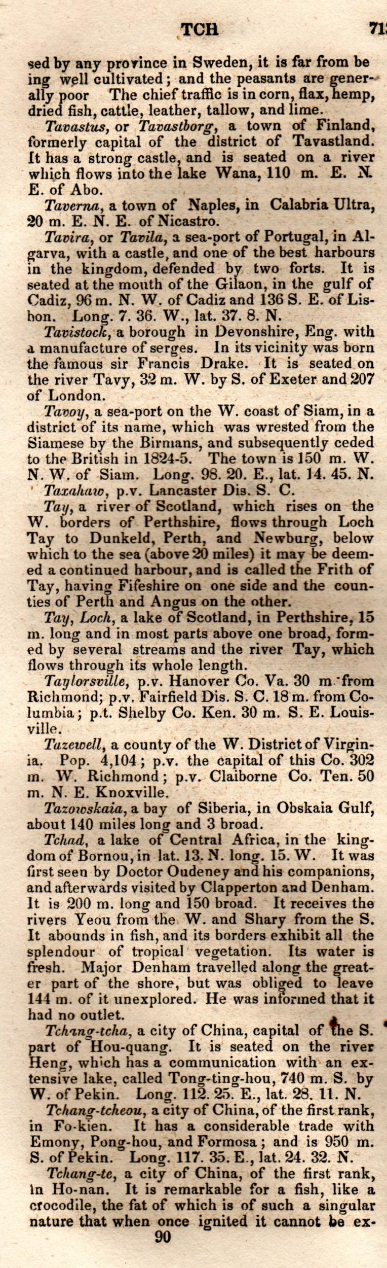 Brookes’ Universal Gazetteer (1850), Page 713 Left Column