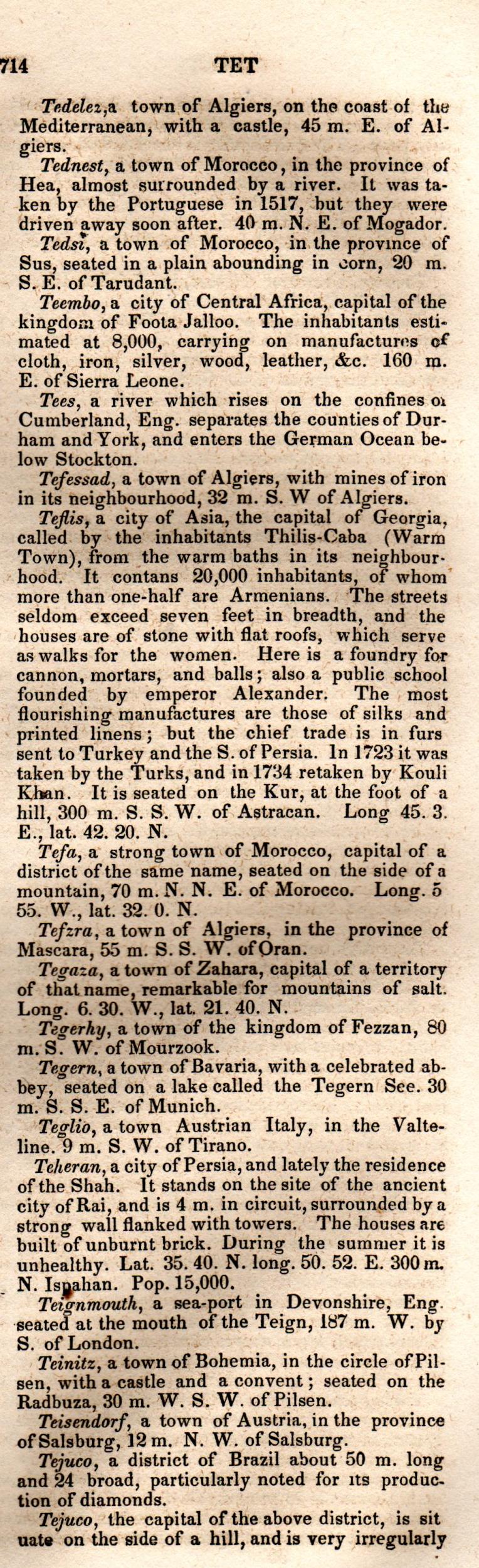Brookes’ Universal Gazetteer (1850), Page 714 Right Column