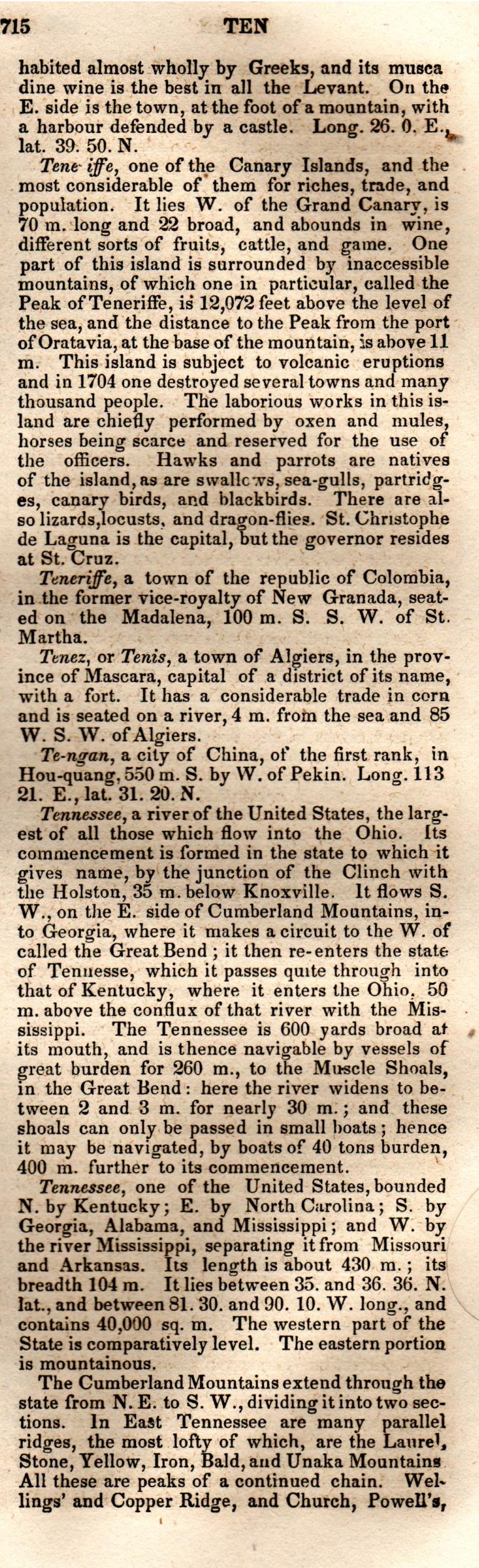 Brookes’ Universal Gazetteer (1850), Page 715 Right Column