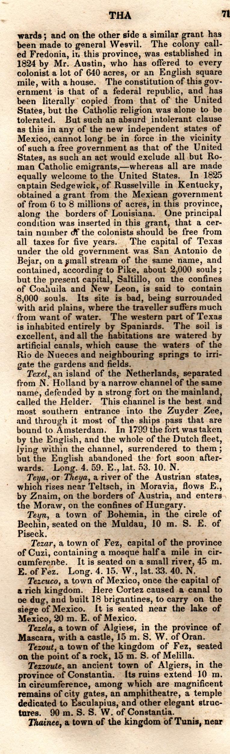 Brookes’ Universal Gazetteer (1850), Page 719 Left Column