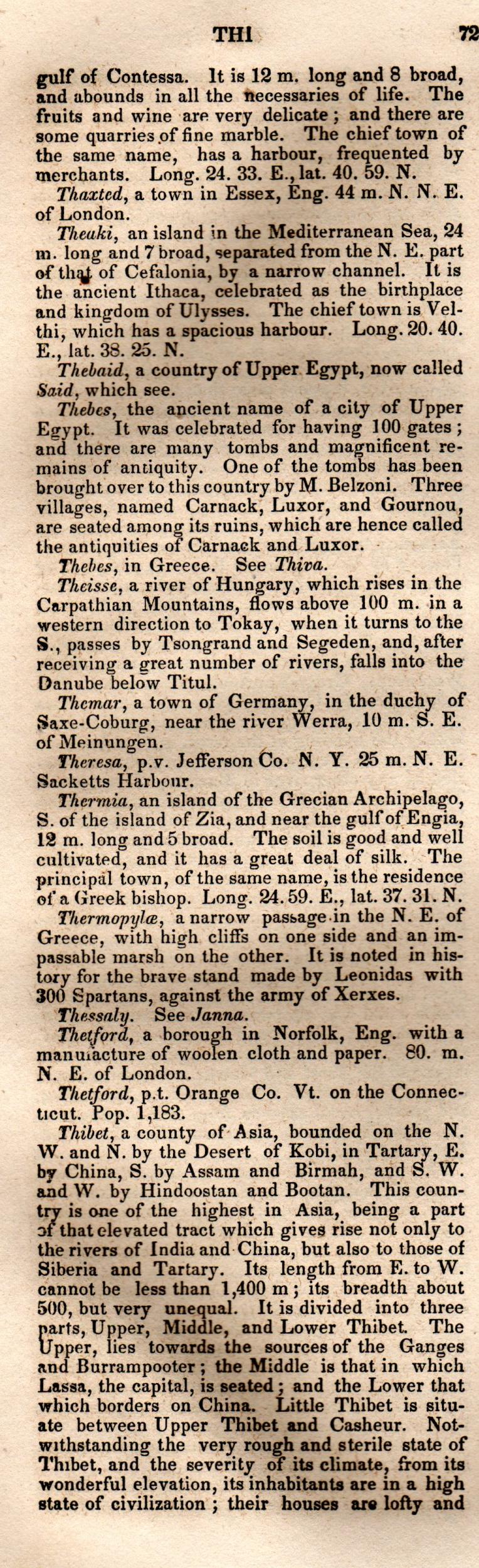 Brookes’ Universal Gazetteer (1850), Page 720 Left Column