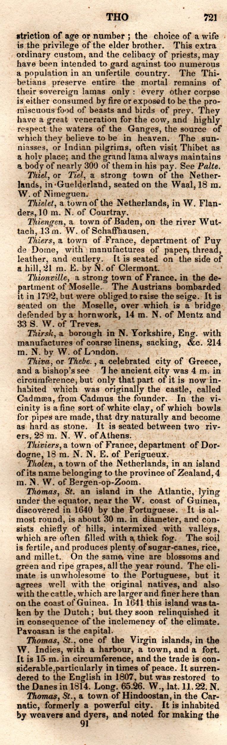 Brookes’ Universal Gazetteer (1850), Page 721 Left Column