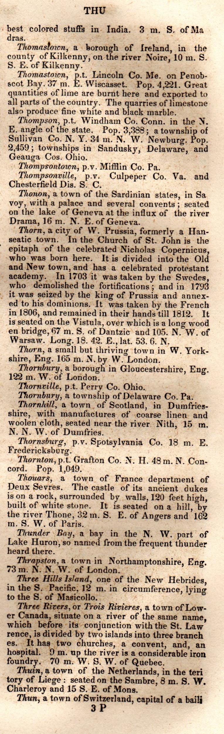 Brookes’ Universal Gazetteer (1850), Page 721 Right Column