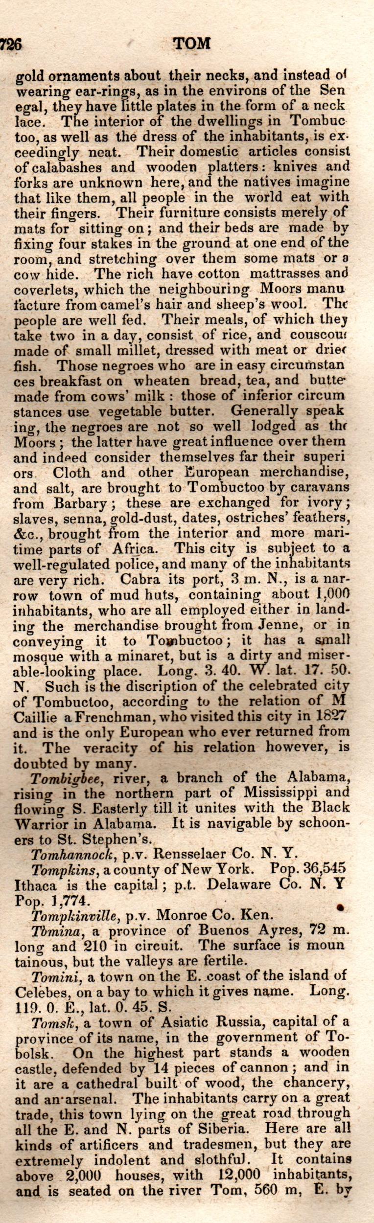 Brookes’ Universal Gazetteer (1850), Page 726 Right Column