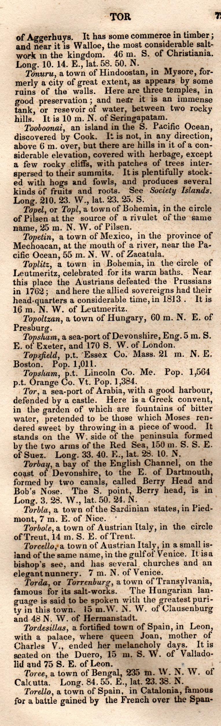 Brookes’ Universal Gazetteer (1850), Page 728 Left Column