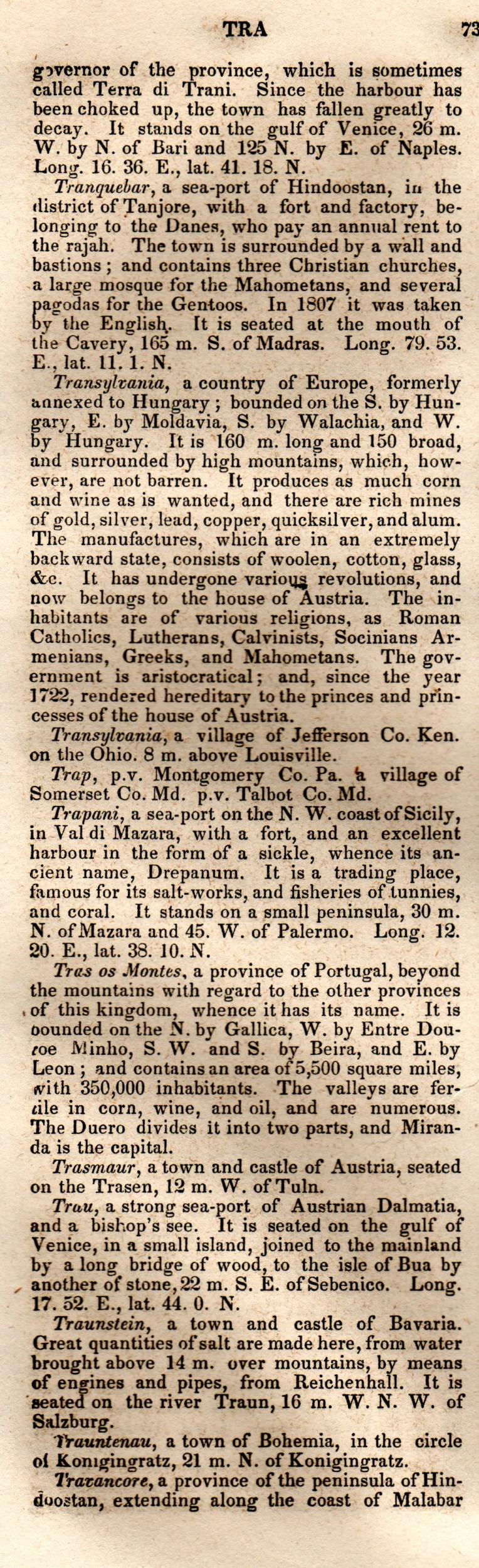 Brookes’ Universal Gazetteer (1850), Page 731 Left Column