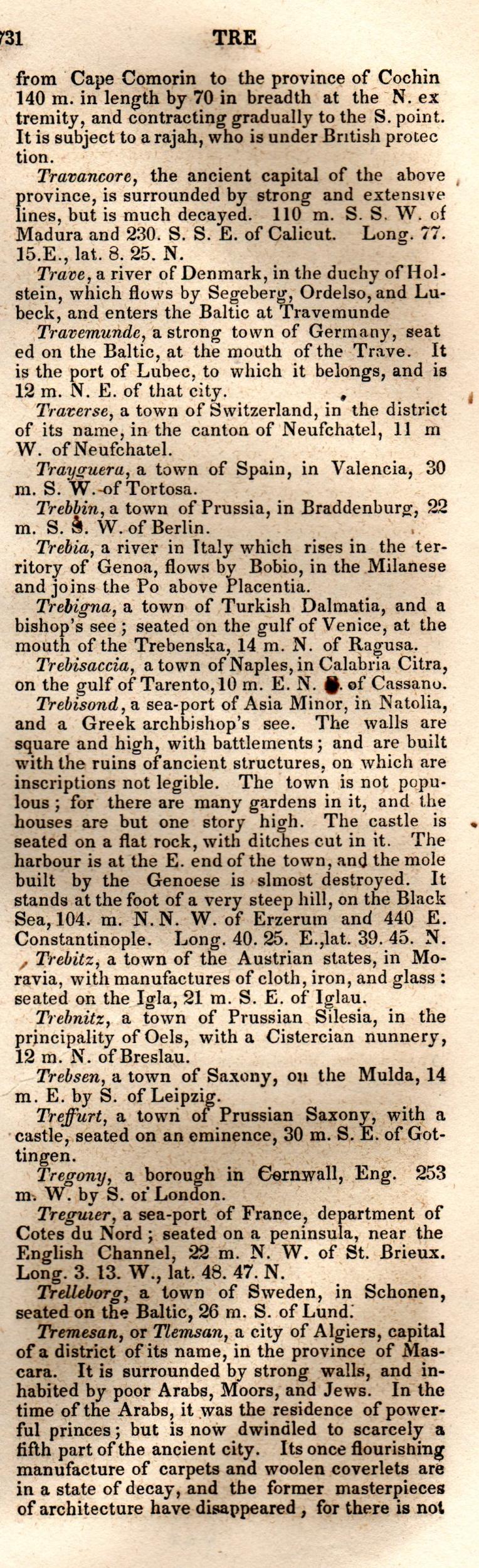 Brookes’ Universal Gazetteer (1850), Page 731 Right Column