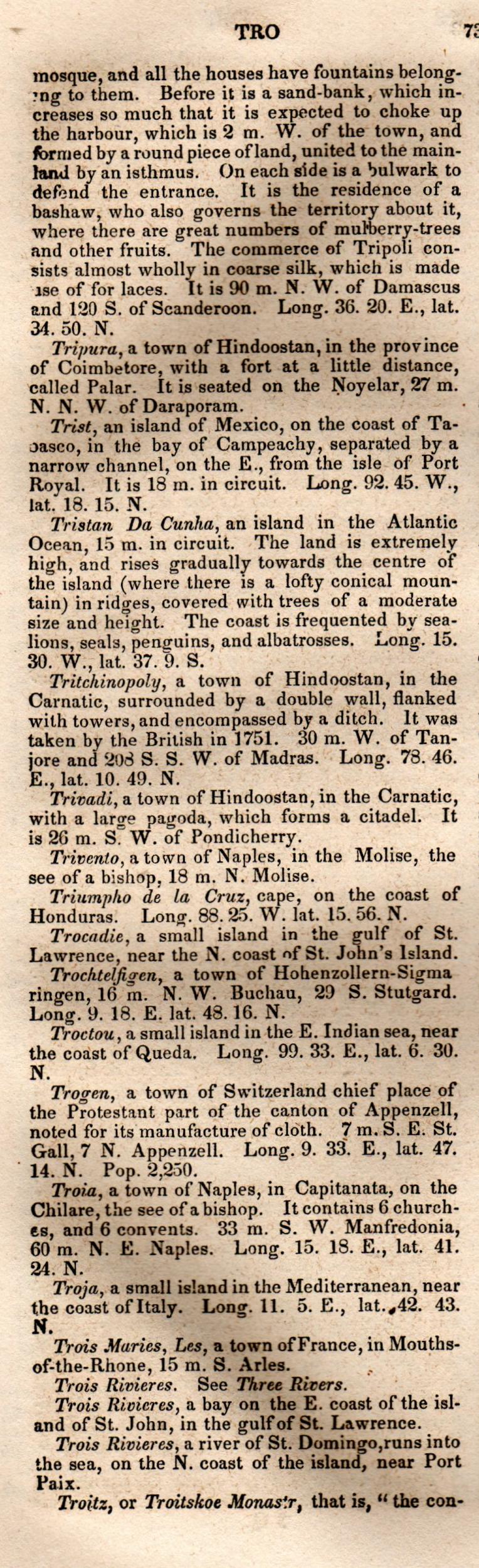 Brookes’ Universal Gazetteer (1850), Page 734 Left Column