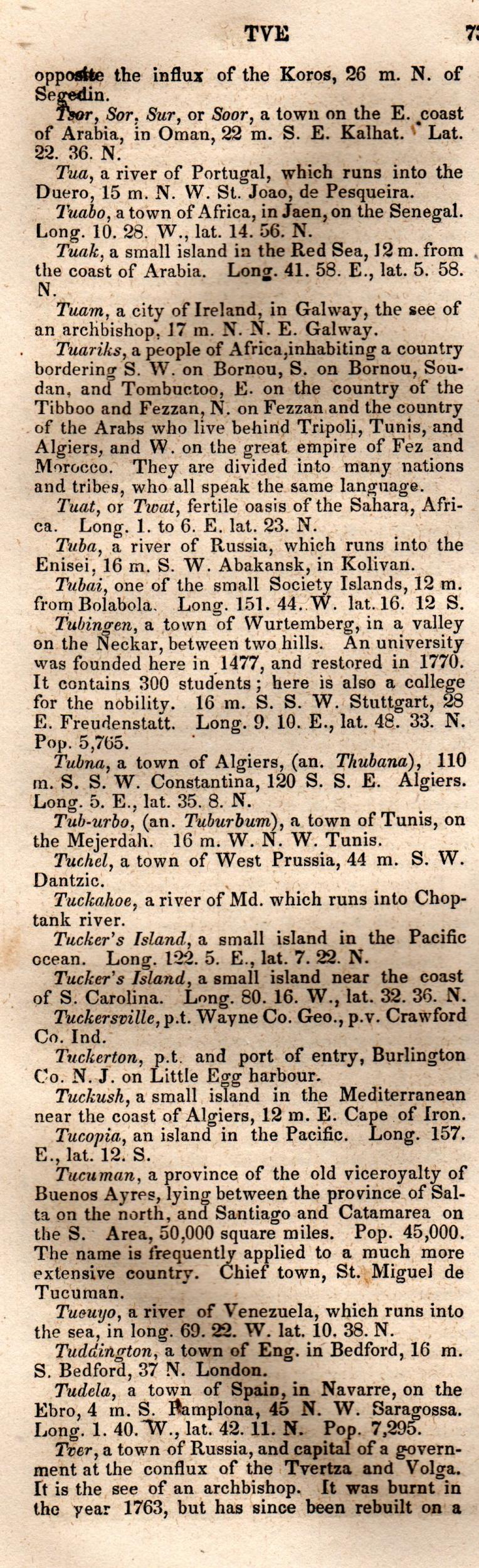 Brookes’ Universal Gazetteer (1850), Page 736 Left Column