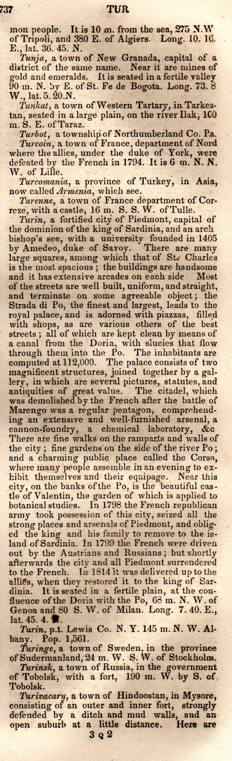 Brookes’ Universal Gazetteer (1850), Page 737 Right Column