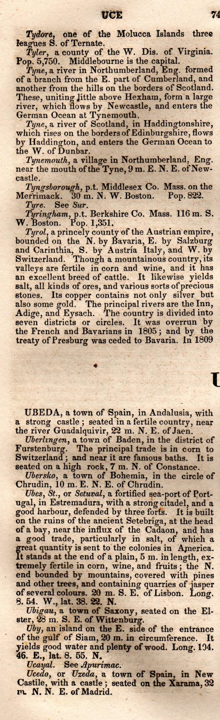 Brookes’ Universal Gazetteer (1850), Page 740 Left Column