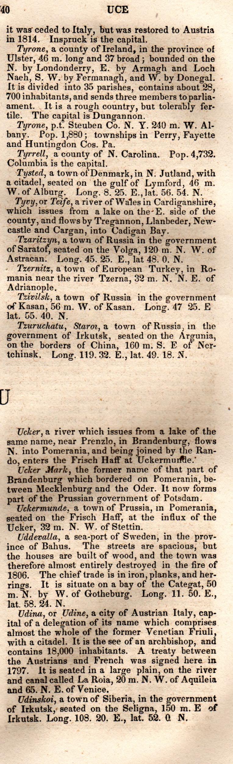 Brookes’ Universal Gazetteer (1850), Page 740 Right Column