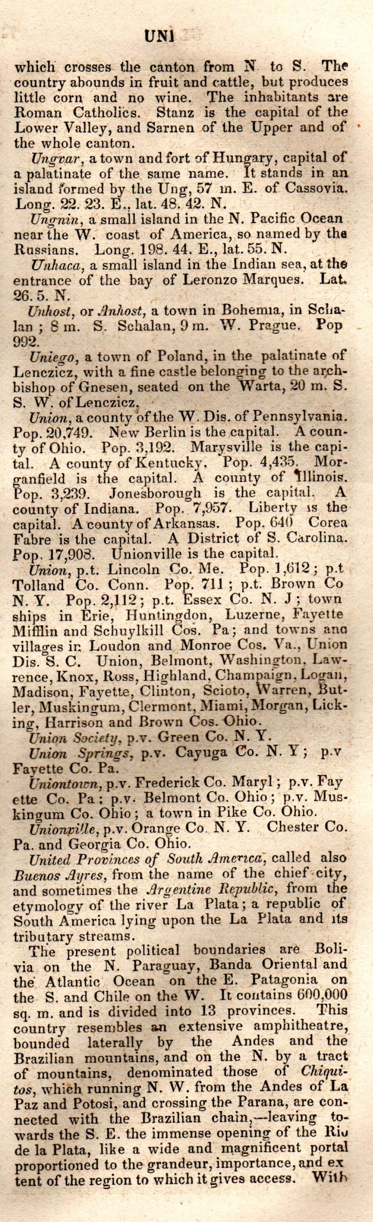 Brookes’ Universal Gazetteer (1850), Page 742 Right Column