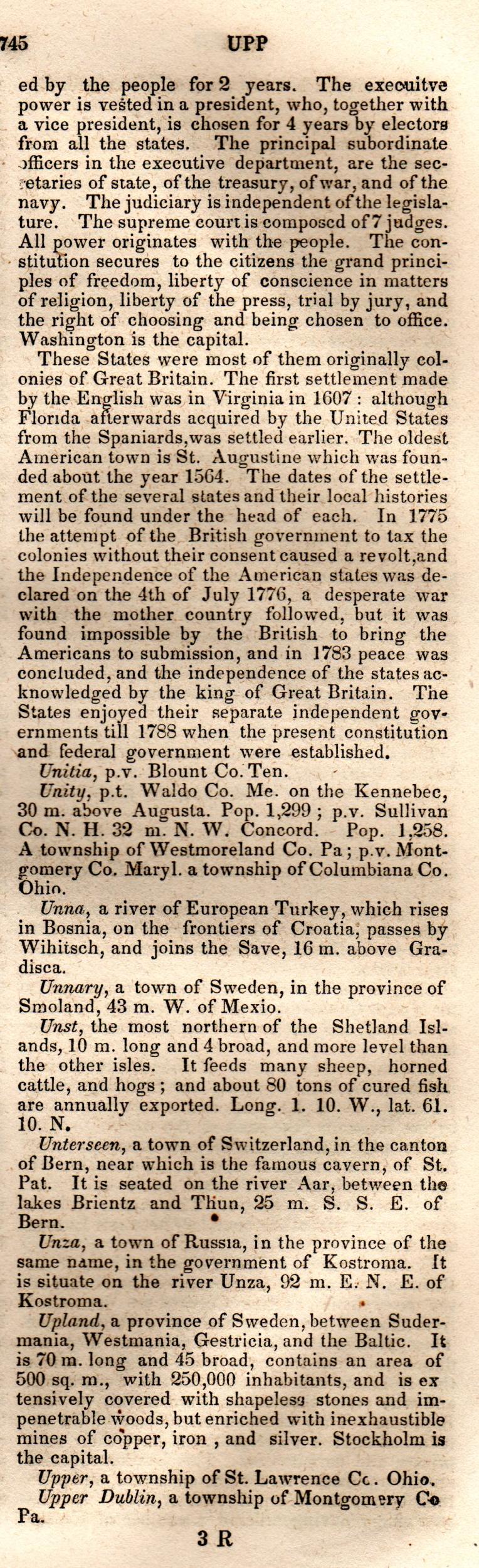 Brookes’ Universal Gazetteer (1850), Page 745 Right Column