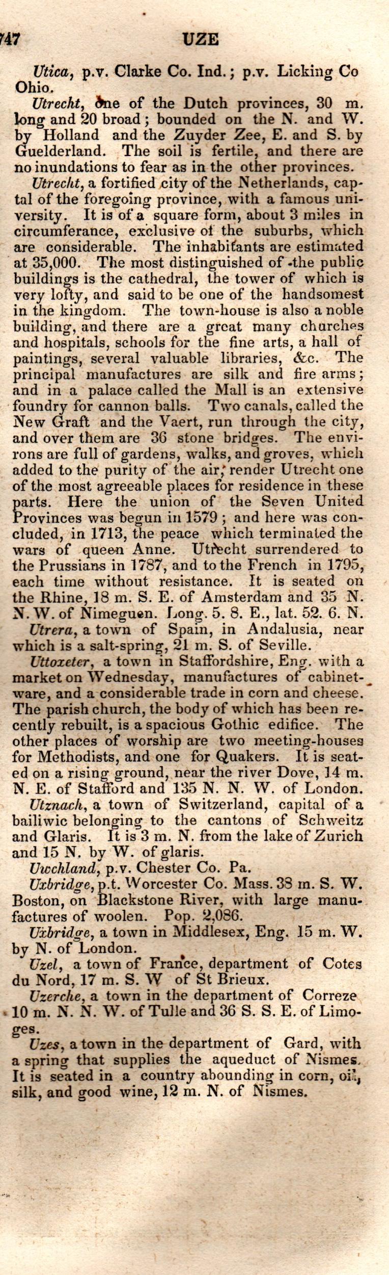Brookes’ Universal Gazetteer (1850), Page 747 Right Column