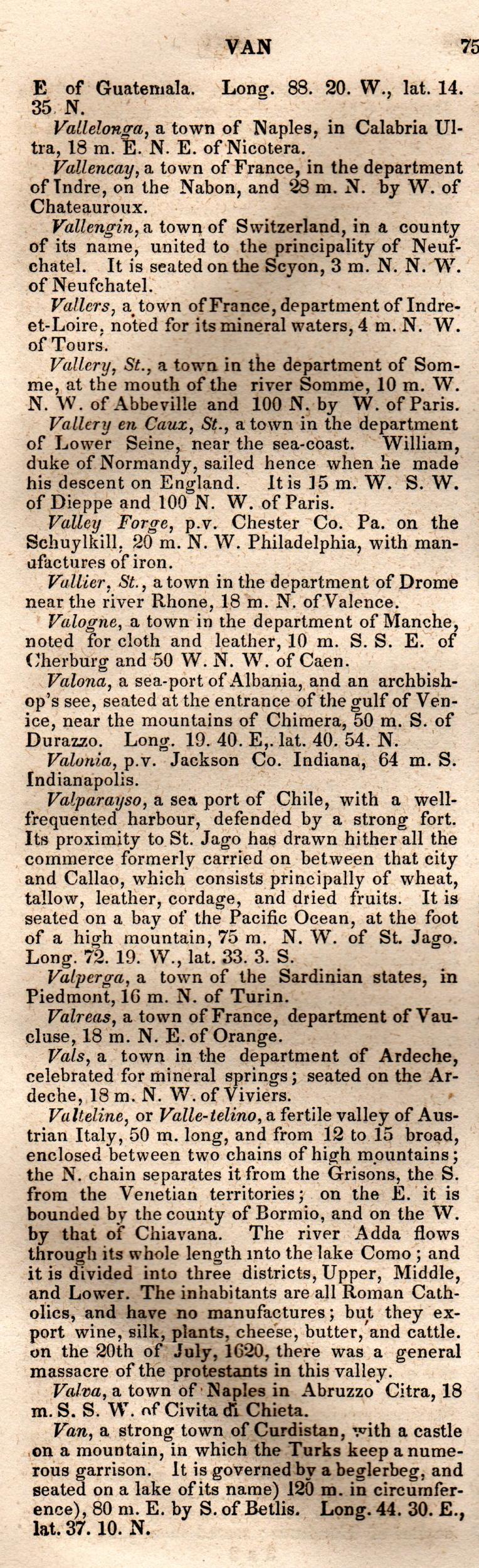 Brookes’ Universal Gazetteer (1850), Page 750 Left Column