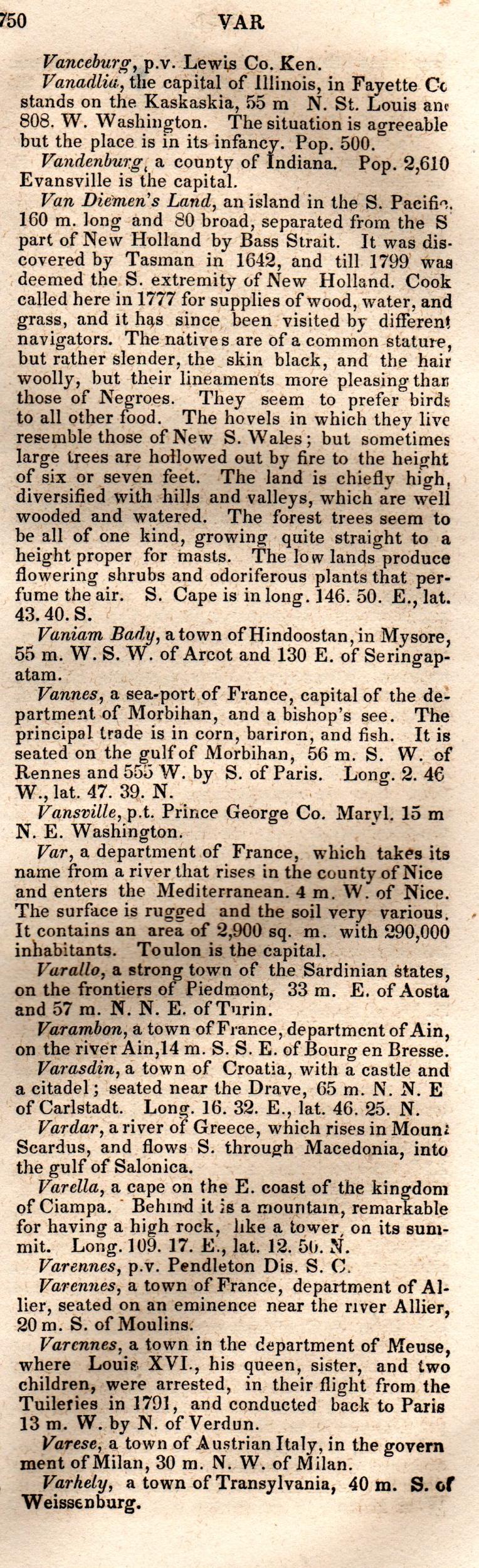 Brookes’ Universal Gazetteer (1850), Page 750 Right Column