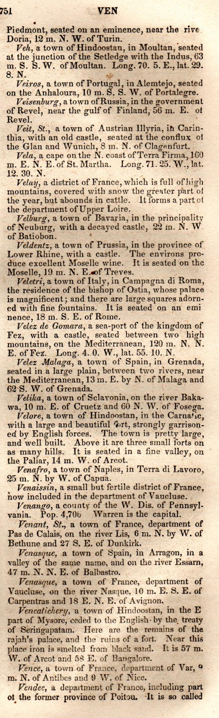 Brookes’ Universal Gazetteer (1850), Page 751 Right Column